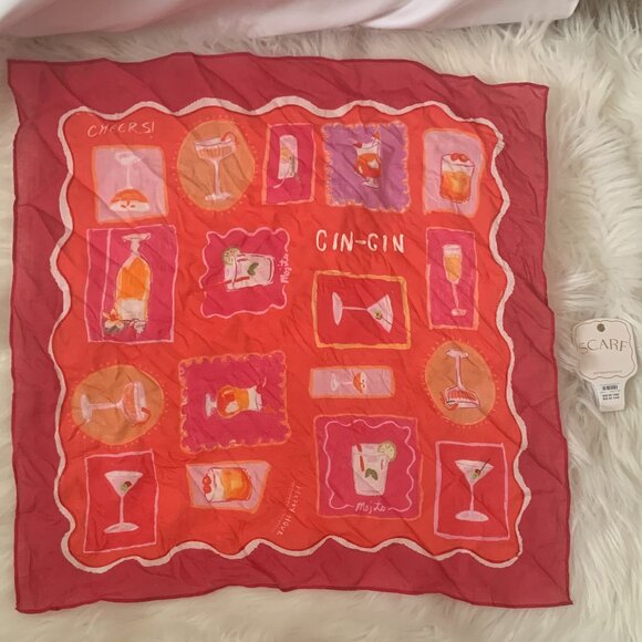 ANTHROPOLOGIE X MAEVE Fall Cocktails Printed Bandana Scarf - Picture 1 of 3